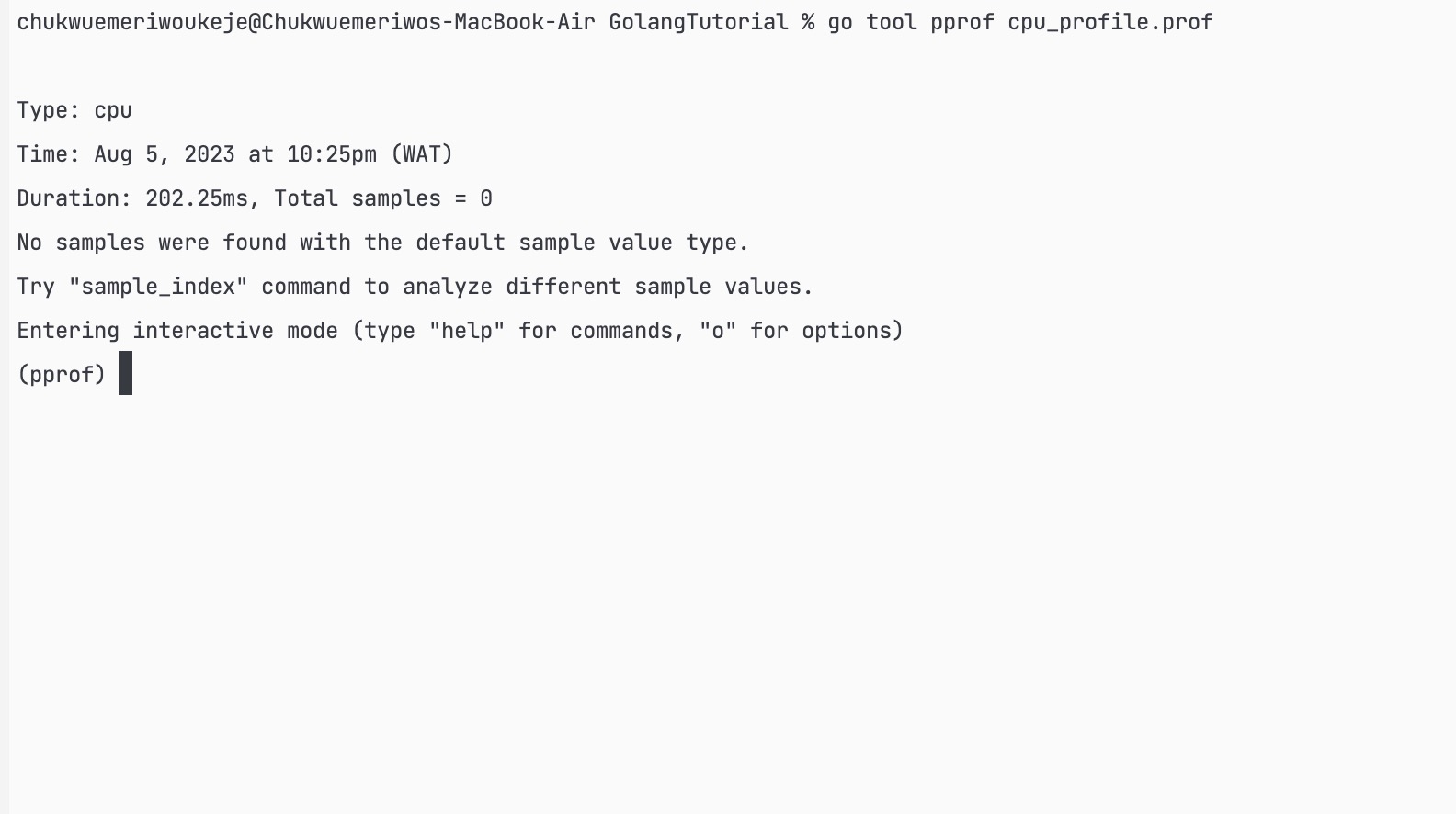 Profiler Command Output